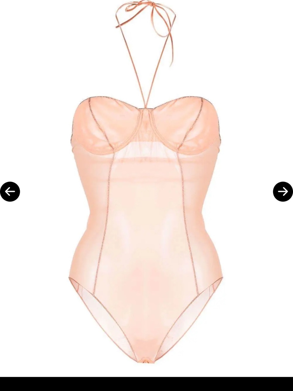 OSÉREE Mesh Halterneck Bodysuit Blush Pink Sheer Metallic Size S